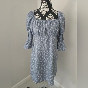 Umgee Blue Floral Women's Dress Sz L